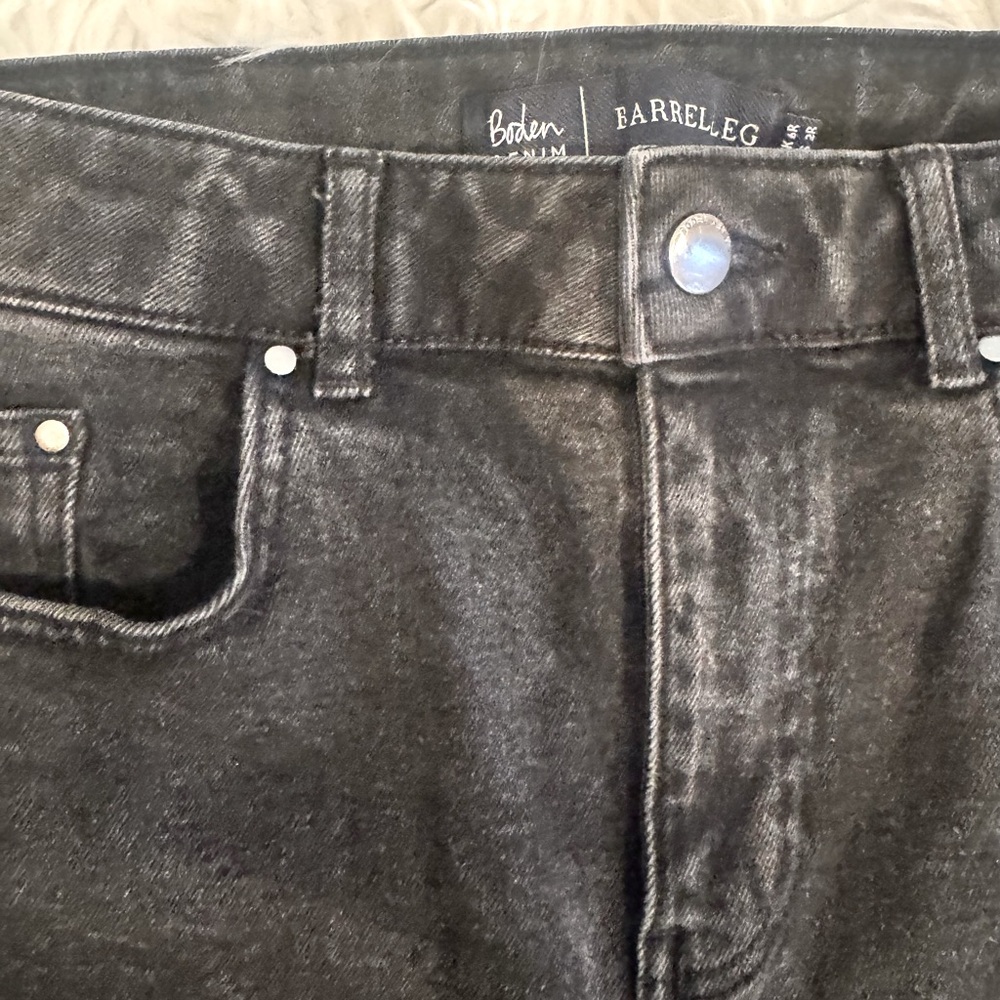 Boden Denim Barrel Leg High Rise Relaxed Ankle Jeans Washed Black Size 2R - Picture 6 of 10